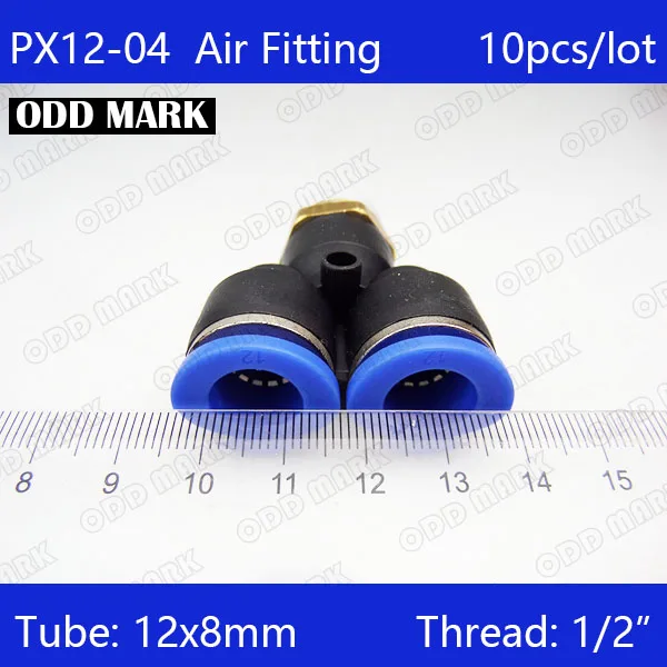

Free shipping 10Pcs PX12-04, Pneumatic 1/2" Thread 12mm Push In Y Shape Quick Connector