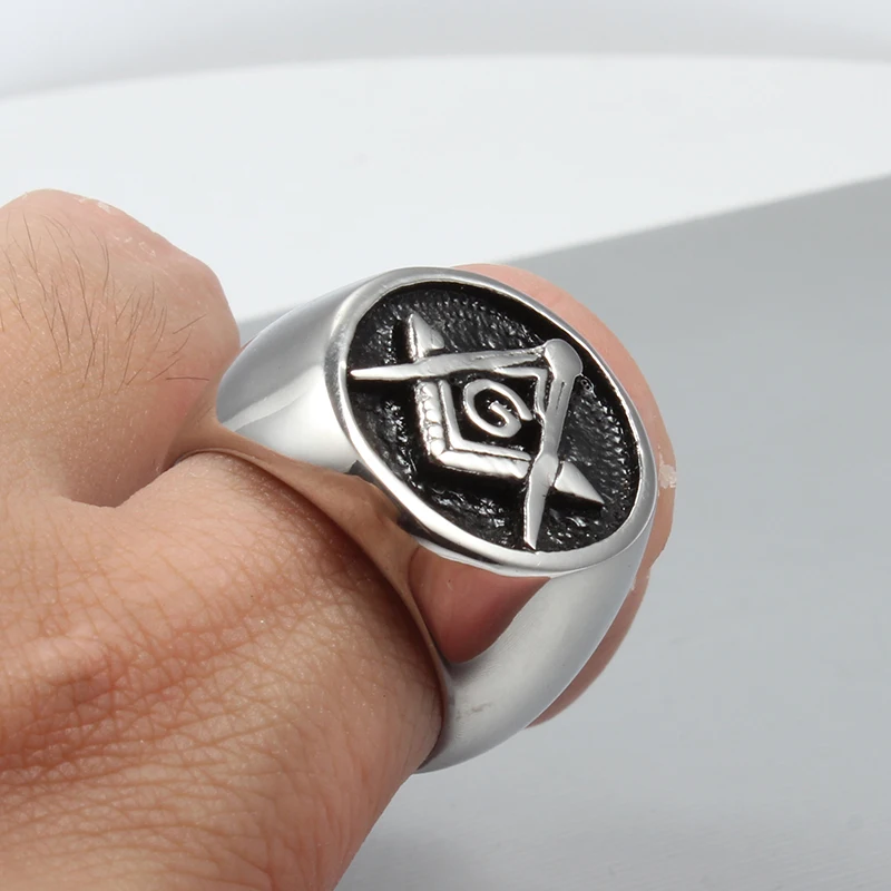 Мужские кольца перстни кольцо из нержавеющей стали 316L винтажное масонское