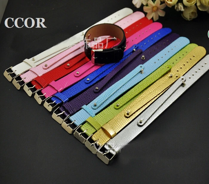

CCOR 20-100PCS (8+18)*210MM Snake Leather Wristband Bracelet Fit 8mm Slide Charm Slide Letter Bead DIY Accessories SWD023