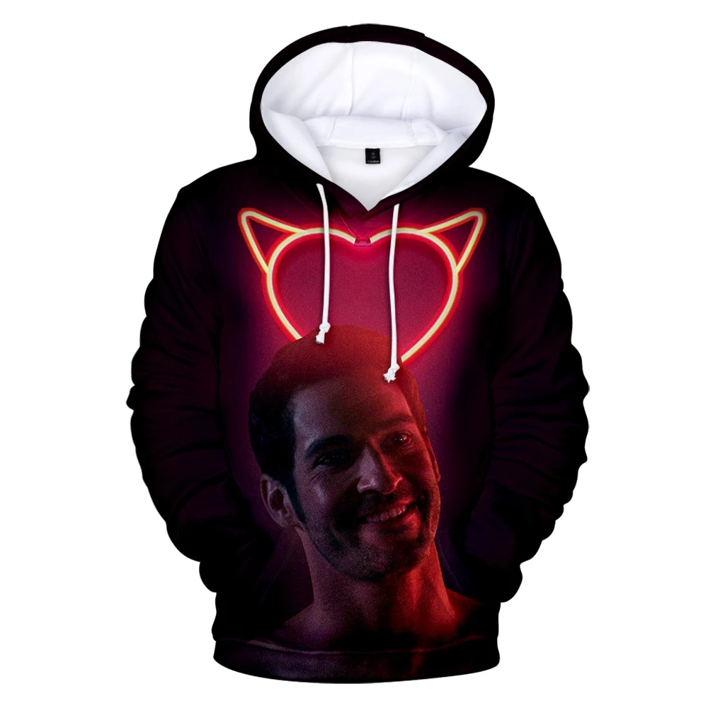

New 3D Print lucifer Hoodies Men/Women Sweatshirt lucifer Character Hip Hop Clothes