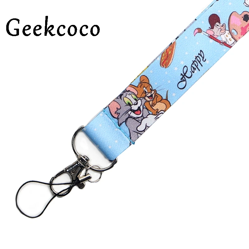 Кошка и мышь мультфильм Брелоки для ключей для безопасности, защиты мобильного телефона USB или нагрудные опознавательные Значки для идентификации владельцев ключи ремни лента для беджей J0393