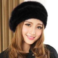 autumn winter fashion women beret hat rabbit hair blend hat thicken warmer beret femme hat for women