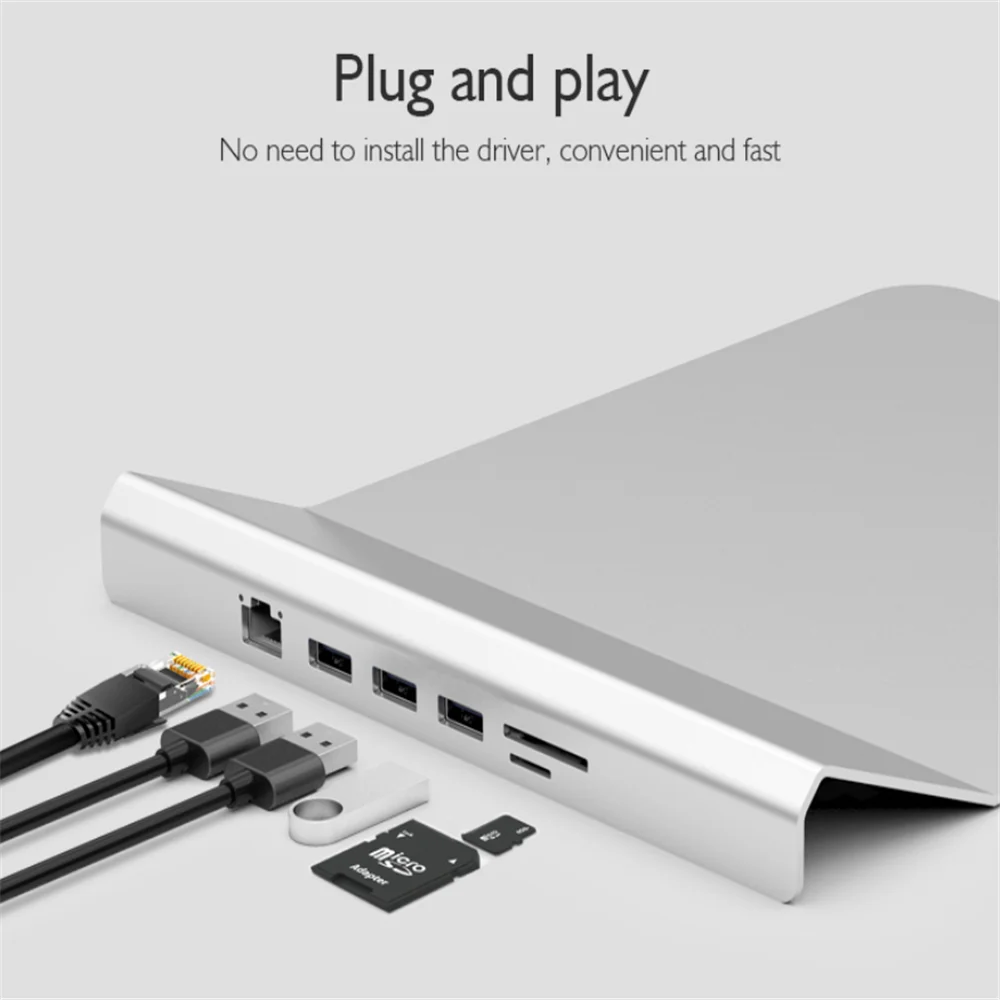 Многофункциональный расширитель для мыши 6 в 1 расширитель+ usb-концентратор из алюминиевого сплава 3 USB порта, SD, SD Mircro, RJ45