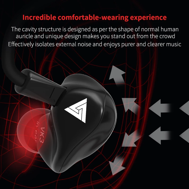 Оригинальный QKZ VK3 In ear проводные наушники для Мобильный телефон 3 5 мм вкладыши