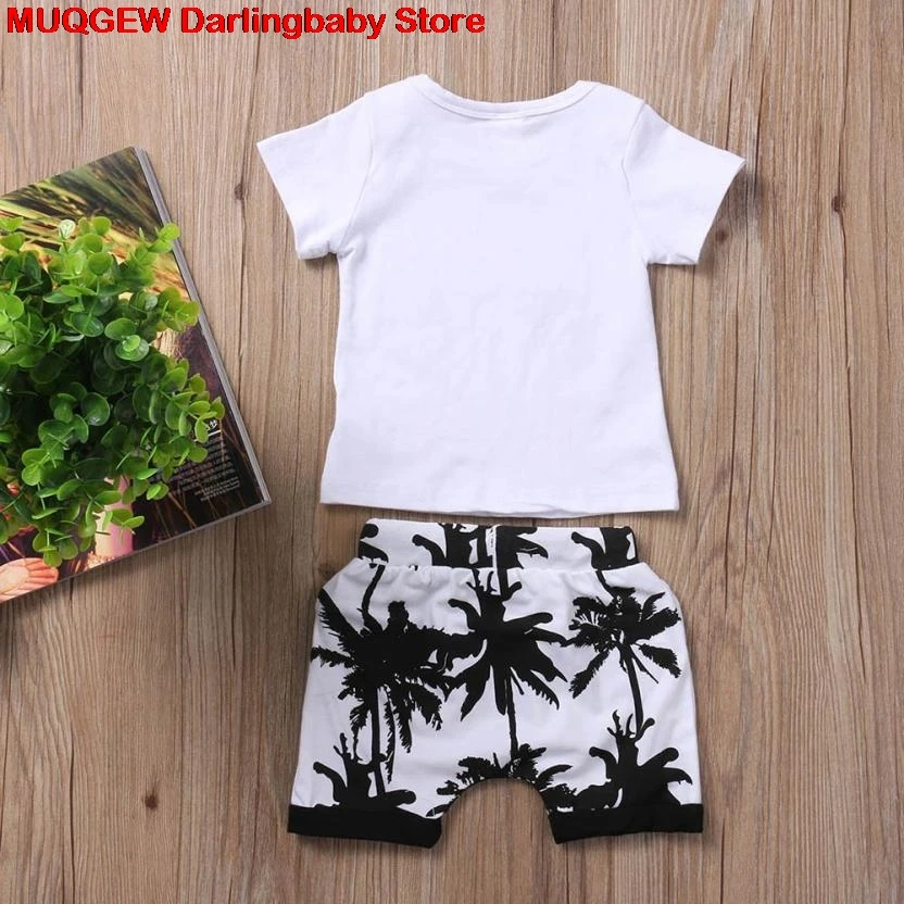 Newborn Children Clothing Kids Clothes Letter Glasses Printed T-shirt Tops Tree Pants Outfits Girls Boys | Детская одежда и обувь