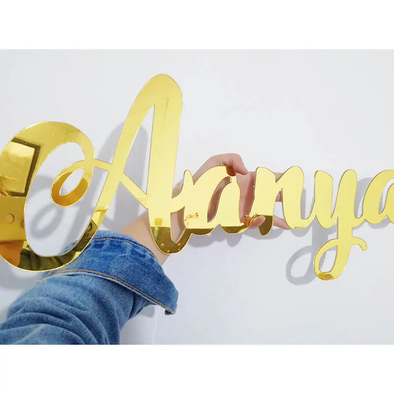 Pesonalized Baby Shower зеркало имена акрил Золотой Babyshower знак изготовленный на заказ для