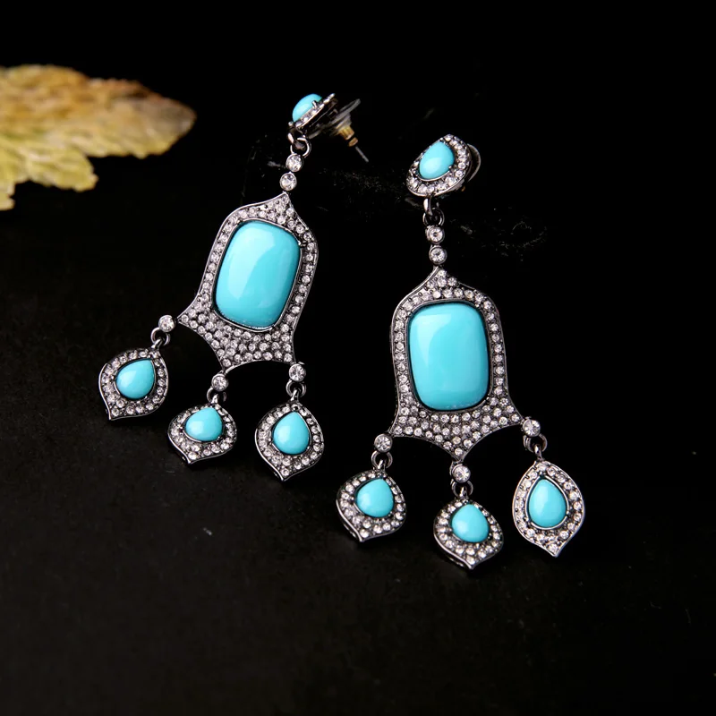 Синие серьги-капли в стиле бохо 2019 шикарные большие серьги новинка Летняя