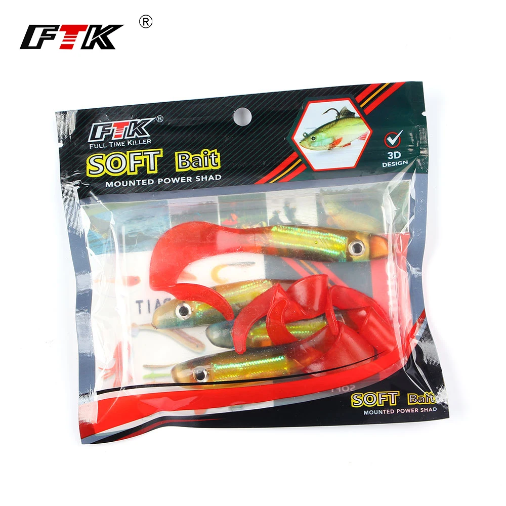 Приманка для рыбалки от FTK 4 шт. Мягкая приманка Minnow снасть аксессуары 3D глаз