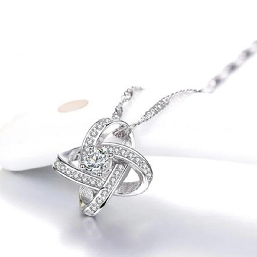 Ms. Серебряный цвет кулон сердце вечная любовь мода супер флэш кристалл ювелирные