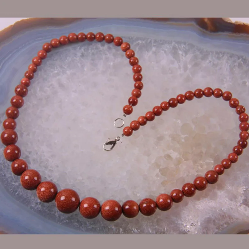 Золото песчаник Градуированные круглые бусы ожерелье 18 дюймов ювелирные изделия