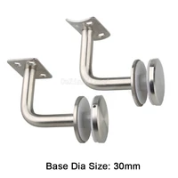8pcs 30mm base dia brushed stainless steel stair guard handrail glass mount support wall bracket jf1858