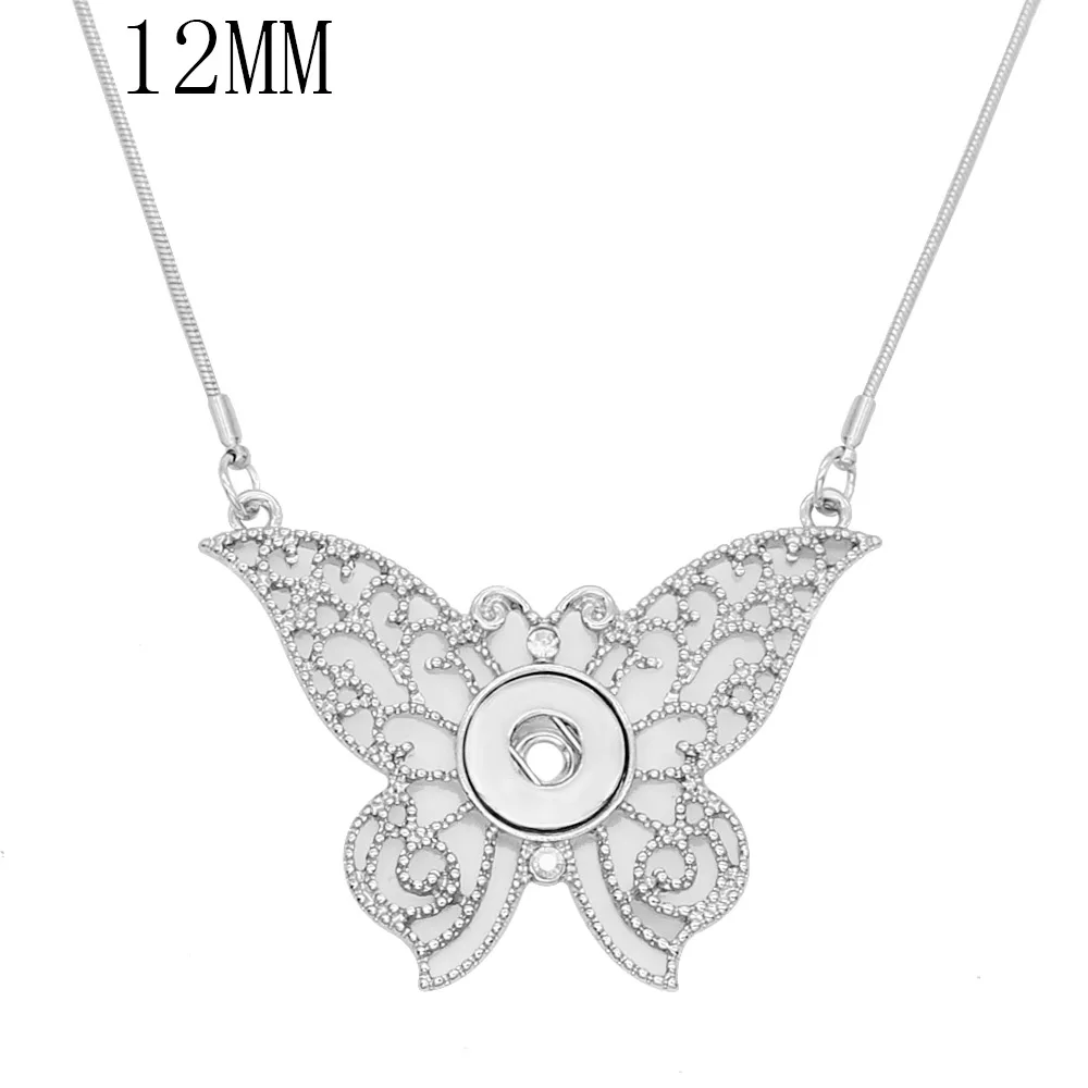 Ожерелье с серебряной подвеской Бабочки 2019 года моды с белыми стразами, цепочка 40 см KS1287-S подходит для украшений Ginger snaps диаметром 12 мм.
