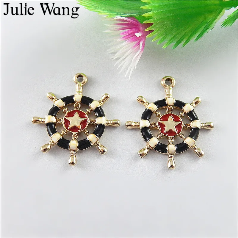 Julie Wang 5 шт. сплав красочный эмалевый руль шармы Ожерелье Подвеска Серьги