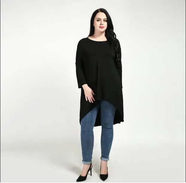 Женская Асимметричная футболка 6XL большого размера 5XL черные женские топы летние