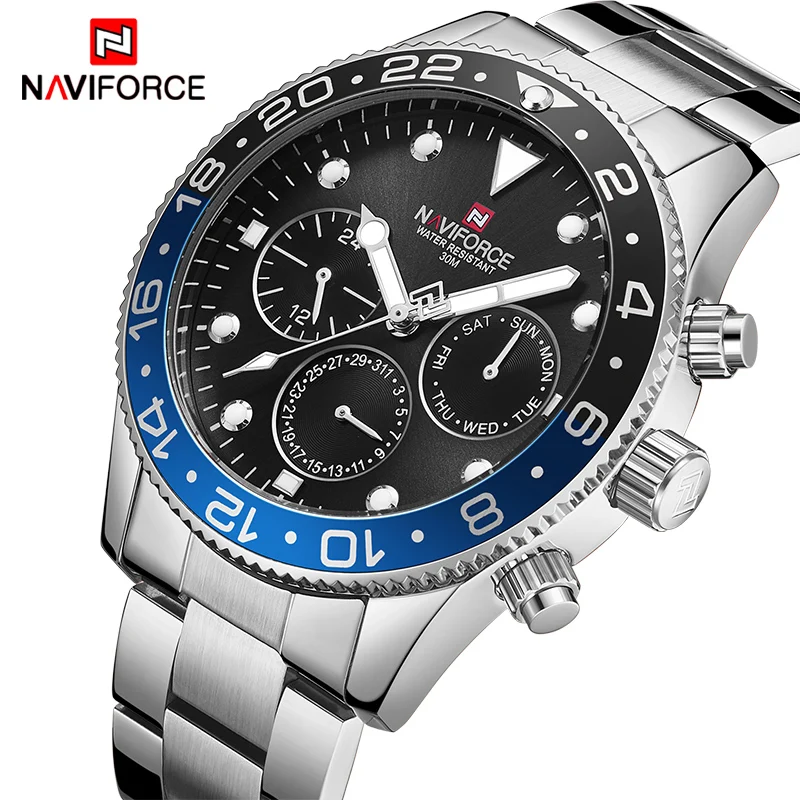 NAVIFORCE роскошные мужские бизнес часы кварцевые аналоговые Дата Неделя модные
