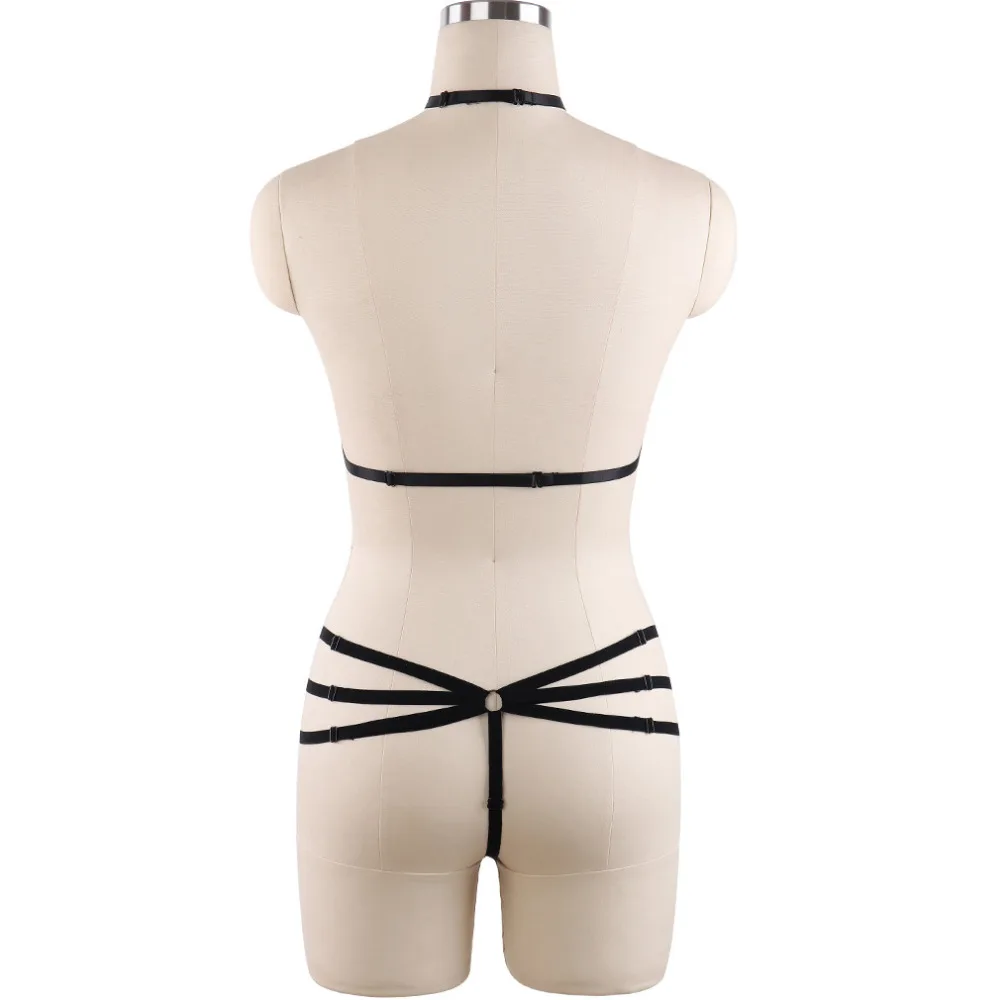 Sexy Lingerie Open Chest Feather Cage Bra Harness Fetish Wear Bottom Panties Body Bondage suit | Женская одежда