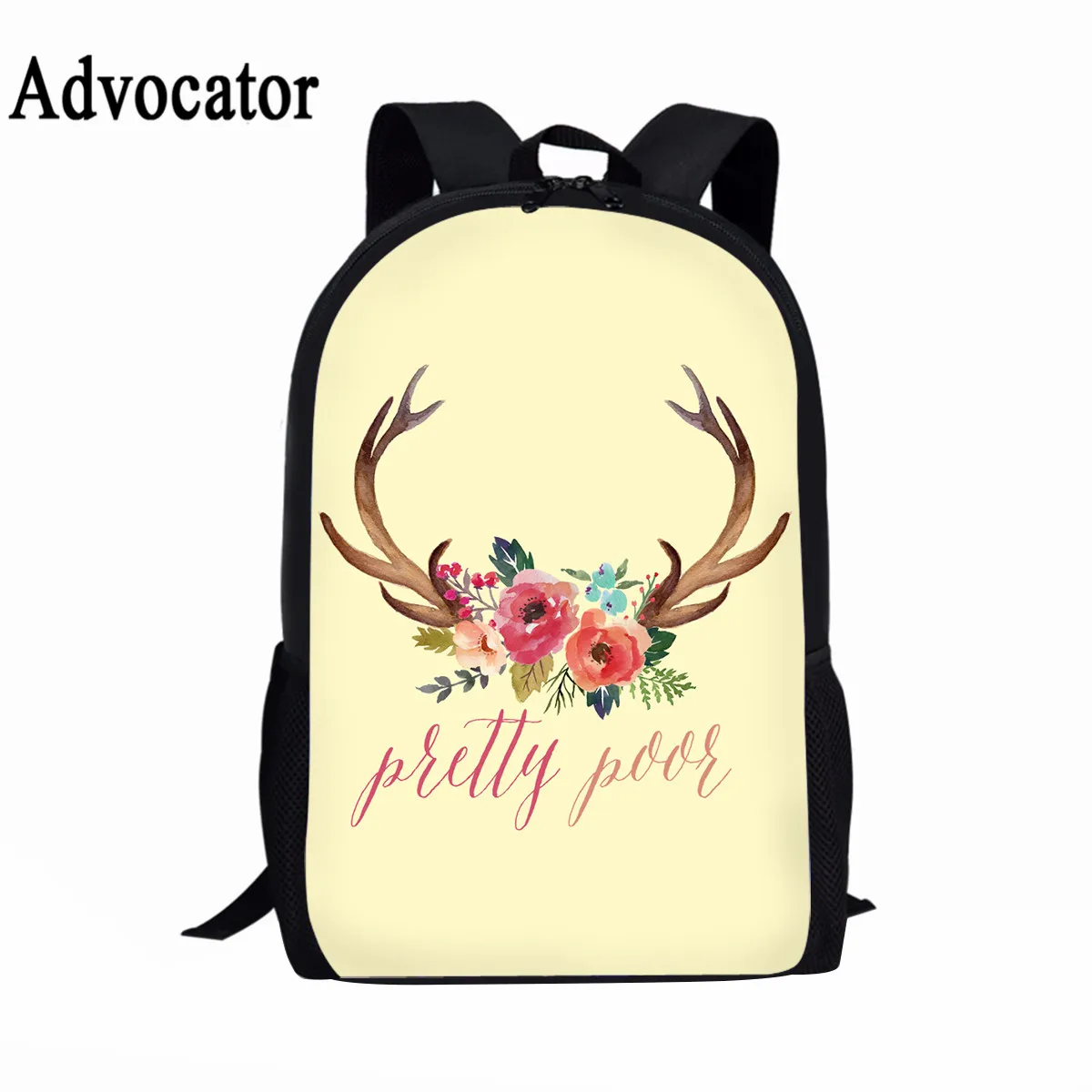 Advocator 3D Antler Flower Print Kids School Bags for Girls Teenage Floral Student Schoolbag Casual Children Book Bag Mochila