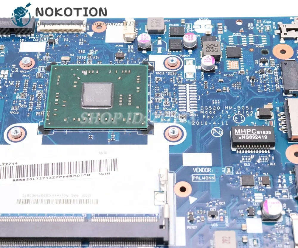 NOKOTION для lenovo Ideapad 110-15ACL Материнская плата ноутбука DG520 NM-B051 основная плата с A4-7210 Процессор DDR3