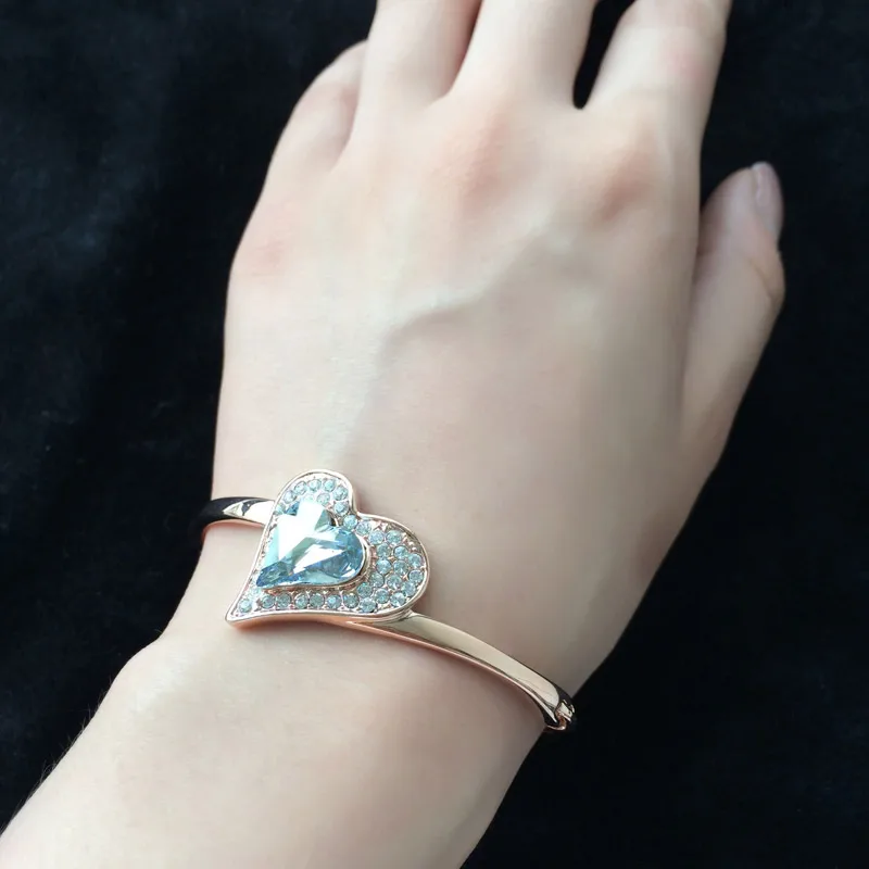 Neoglory австрийский браслет с кристаллами и стразами в форме сердца розовое золото