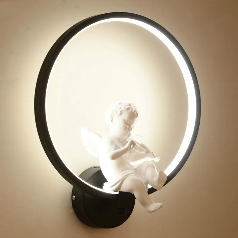 Hot Selling Wall Lamps Indoor Black White Lighting Minimalist Art Sconce Interior with Angel Home Decoration | Освещение