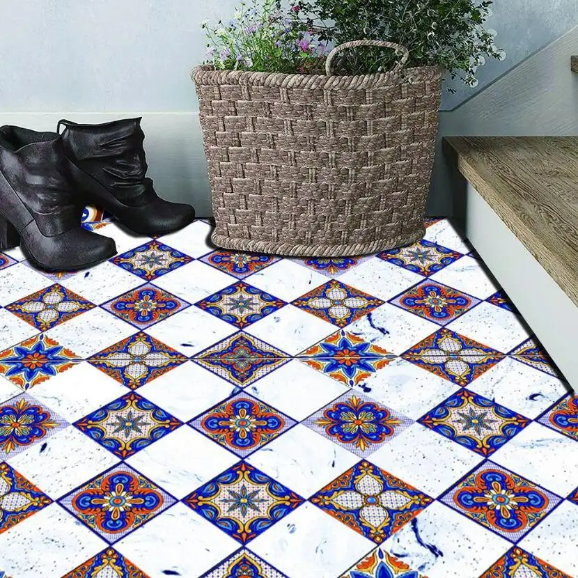 Классические европейские плитки для ванной наклейки на пол водонепроницаемые