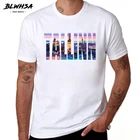 Мужская летняя футболка BLWHSA, с принтом Таллинского города, с коротким рукавом
