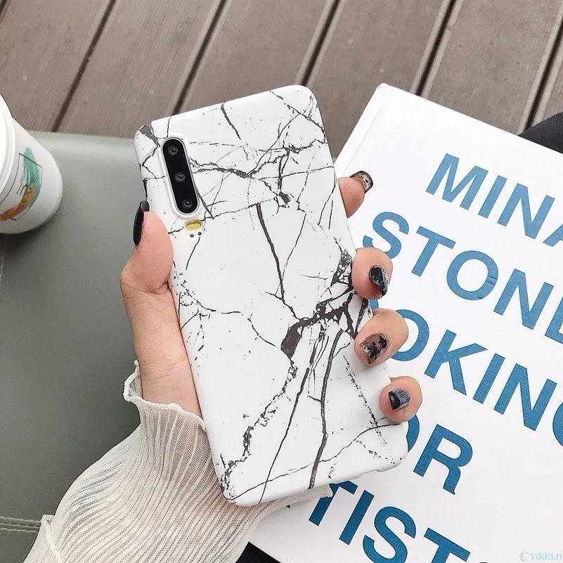 White Marble Мраморный чехол на заднюю панель телефона для huawei P20 P30 mate 20 Pro Lite Nova 4 P Smart Honor 10 lite, Жесткий Чехол из поликарбоната - Цвет: White Marble