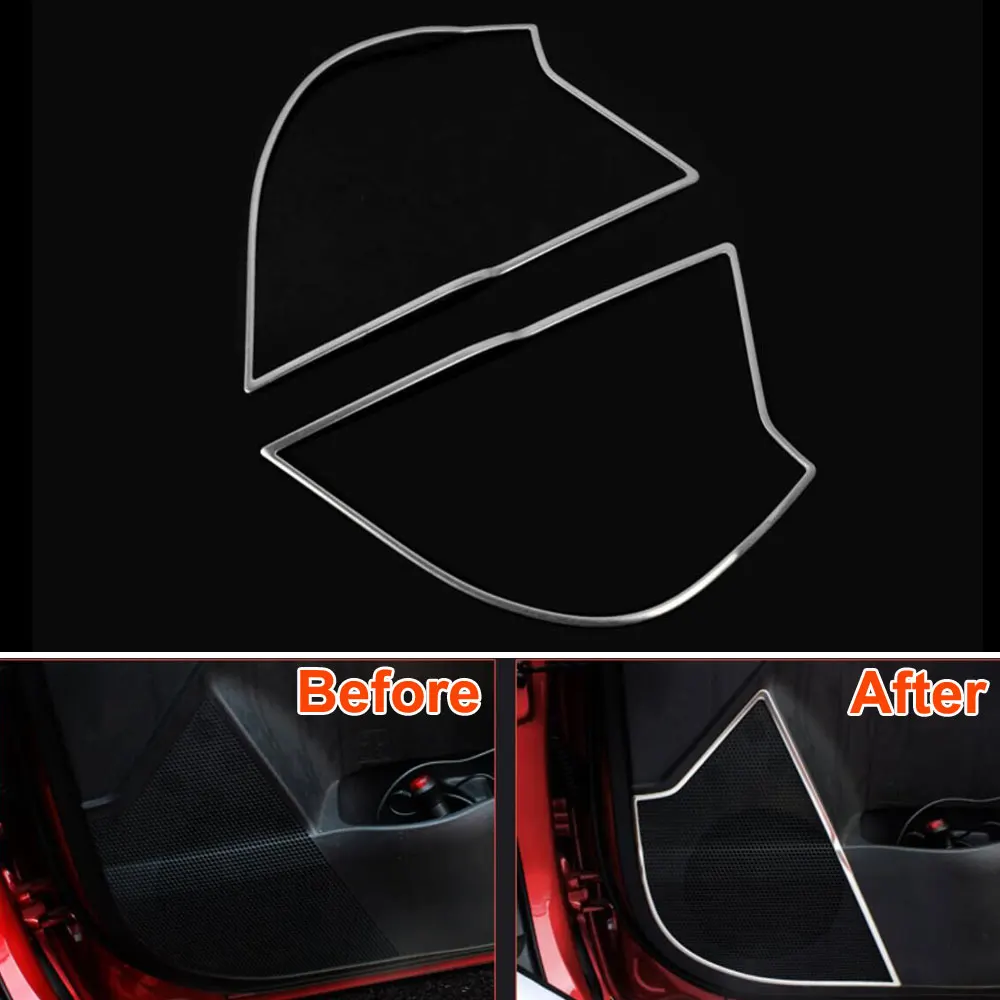

For Toyota Corolla 2014 2x Stainless Steel Door Loudspeaker Audio Stereo Cover Molding Trim Strip Tweeter Radio Styling Sticker