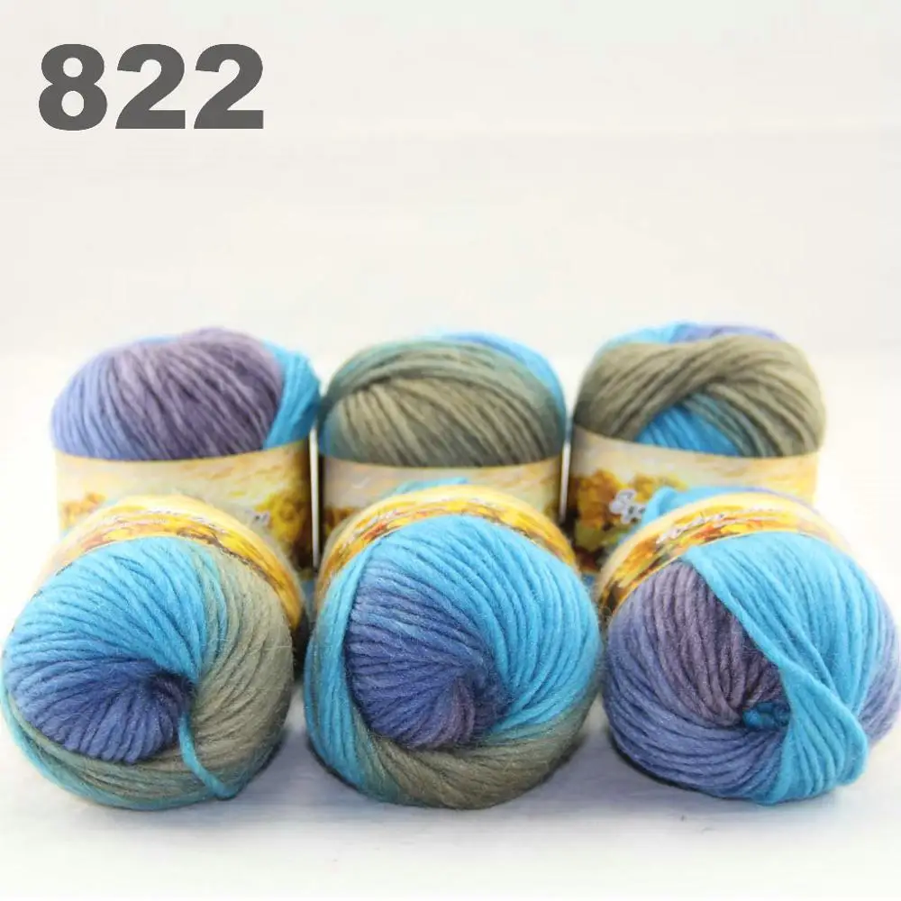 822 Blue Royal 6x50gr Skeins новая массивная ручная крупная вязка забивает шерстяную пряжу 522-пряжа - Цвет: 822 Blue Royal