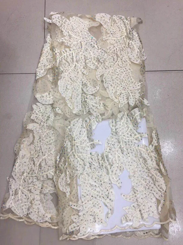 green fabric with stone high quality nigerian lace for wedding 2019 white peach african french f9-1 | Дом и сад