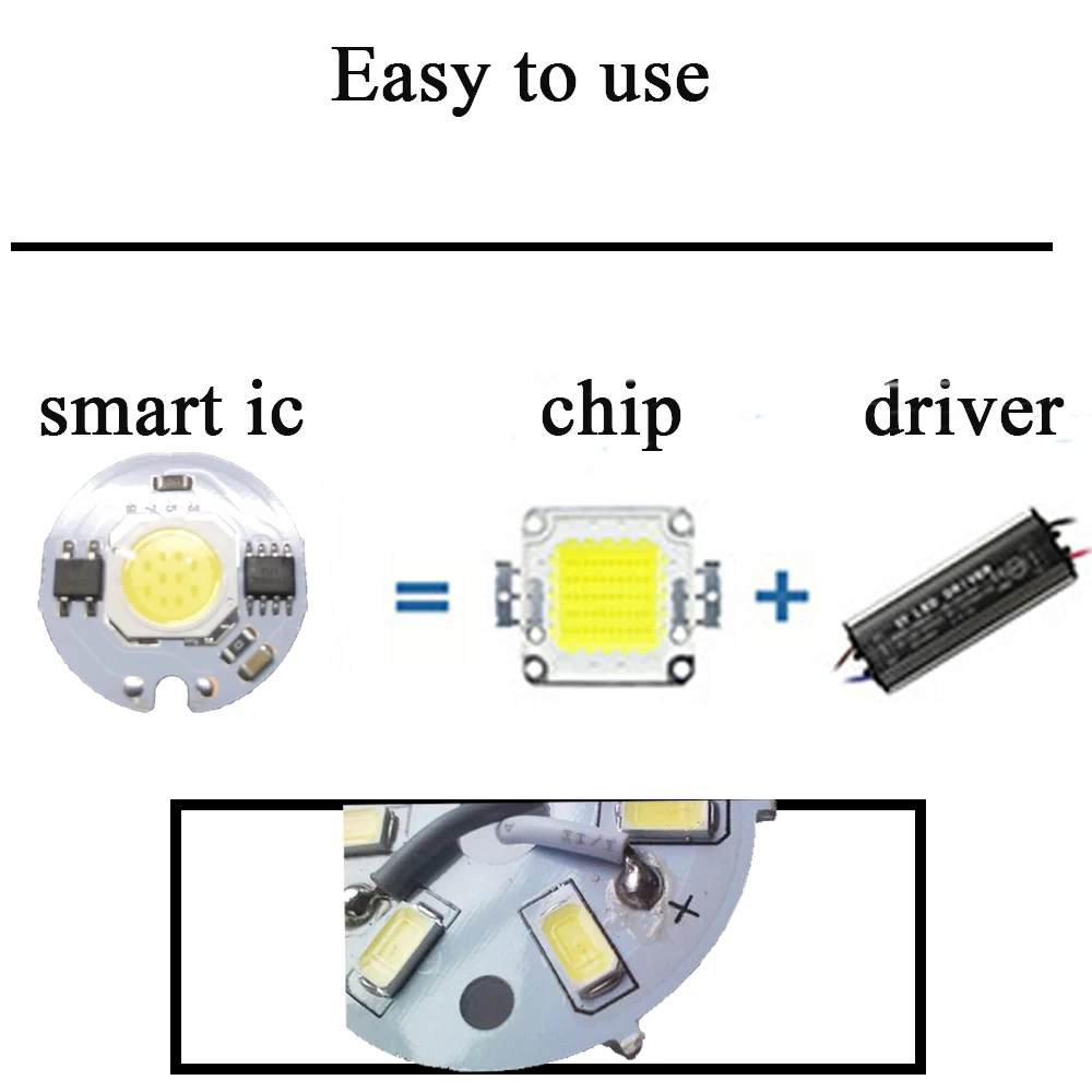 YB Led Cob лампа чип Smart IC 9 Вт 7 5 3 220 В вход подходит для DIY холодный теплый белый