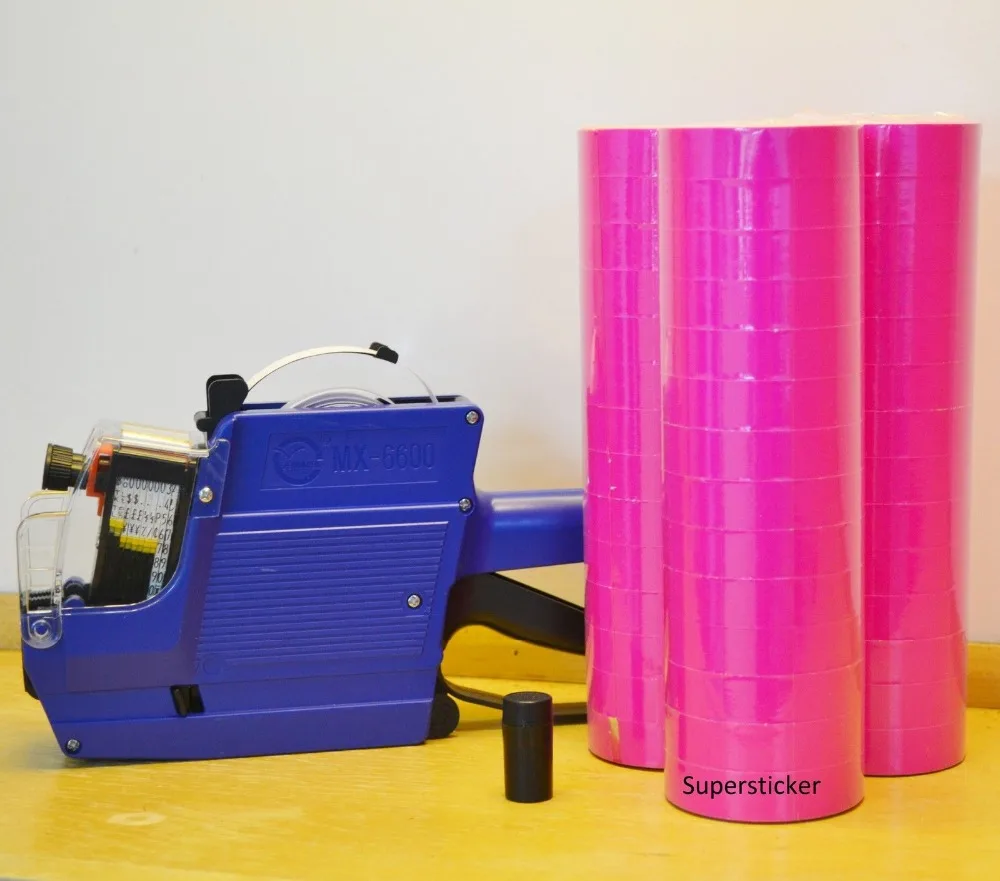 

[ Fly Eagle ] MX-6600 10 Digits 2 Lines Price Tag Gun labeler +1 Ink + 15000 Pink Tags