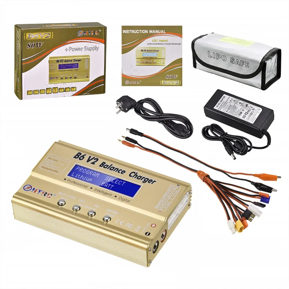 HTRC B6 V2 80 Вт Зарядное устройство для литий полимерных аккумуляторов + набор