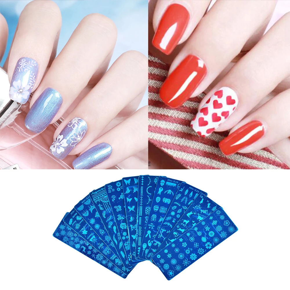 Дизайн ногтей из нержавеющей стали синяя пленка маленькая пластина Ловец снов