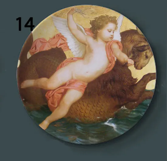 14 Bouguereau настенные декоративные тарелки классическое художественное блюдо отель фон дисплей мать и ребенок картина маслом тарелка - Цвет: 14