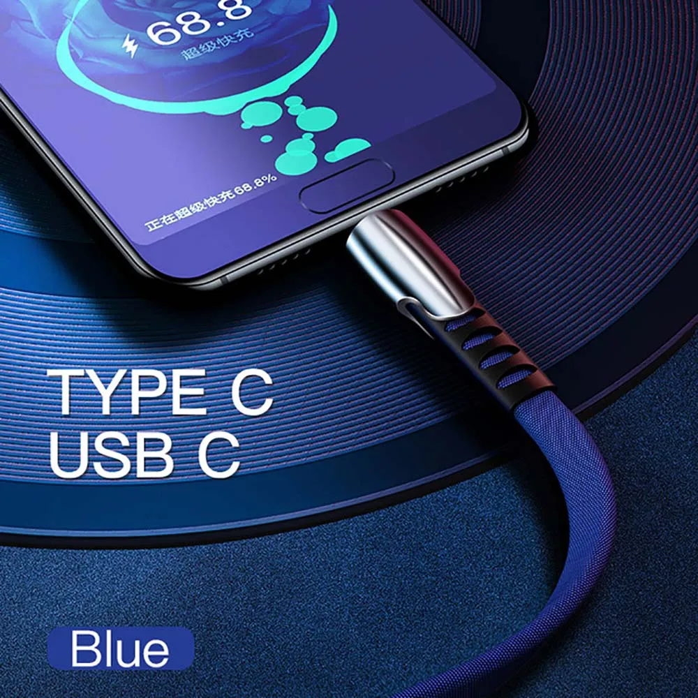 Кабель usb type C 5A Быстрая зарядка QC 3,0 быстрый заряд кабеля USB C кабель для xiaomi huawei p20 mate 10 samsung one plus 7pro - Цвет: Синий