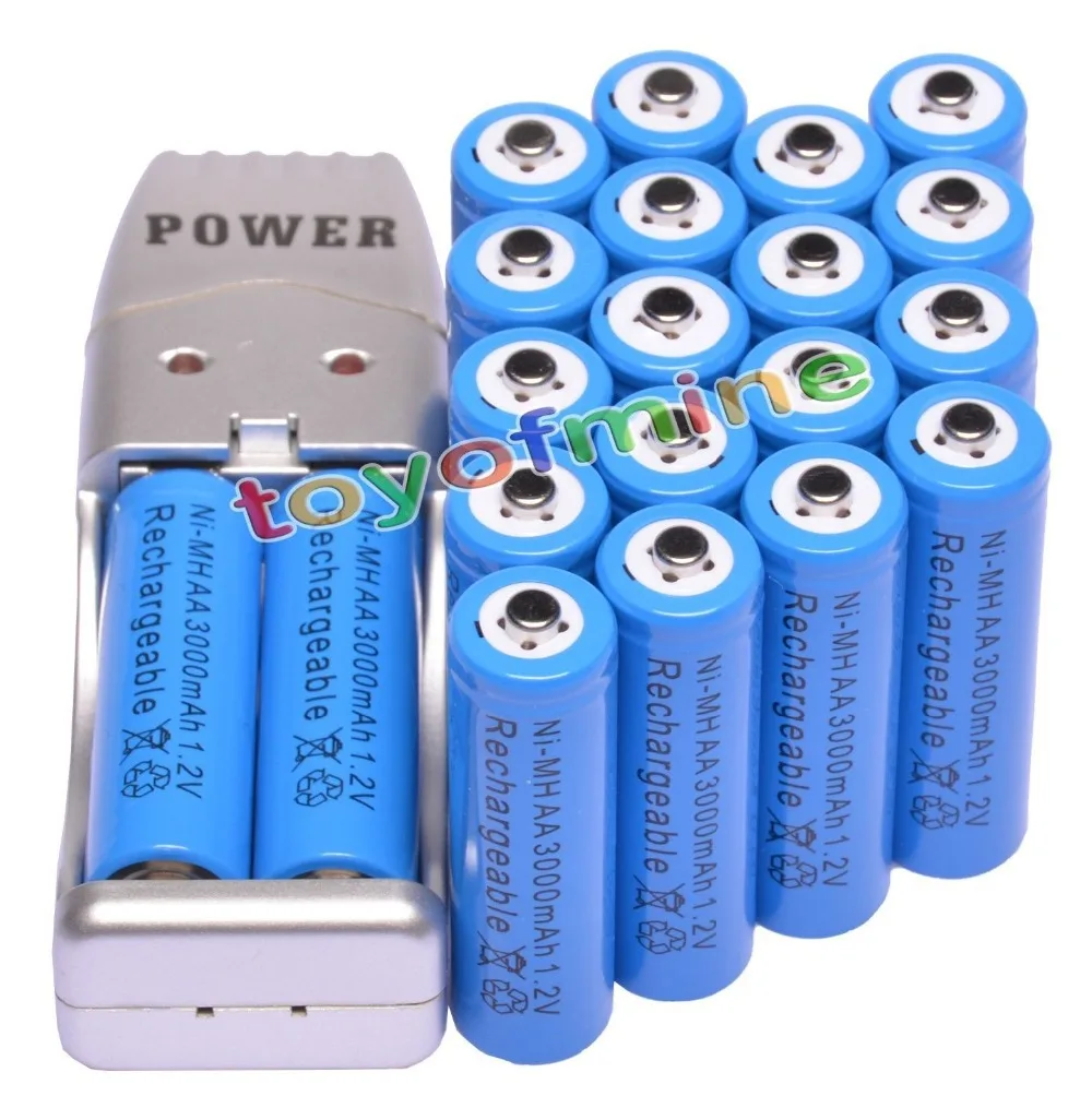 

20x AA 2A Blue Color 1.2V Ni-MH 3000mAh Rechargeable Battery + USB Charger
