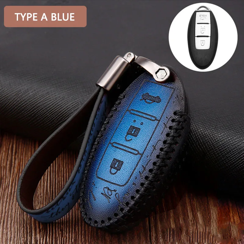 TYPE A BLUE Автомобильный чехол для ключей для Nissan TEANA Qashqai Juke Maxima Altima TEANA Tiida Sylphy Sunny X-Trail ключ дистанционного управления в виде ракушки брелок для ключей - Название цвета: TYPE A BLUE