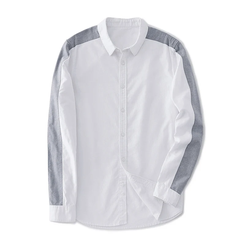 Markless осень 2017 г. белая Лоскутная рубашка мужская с длинными рукавами 100% хлопок
