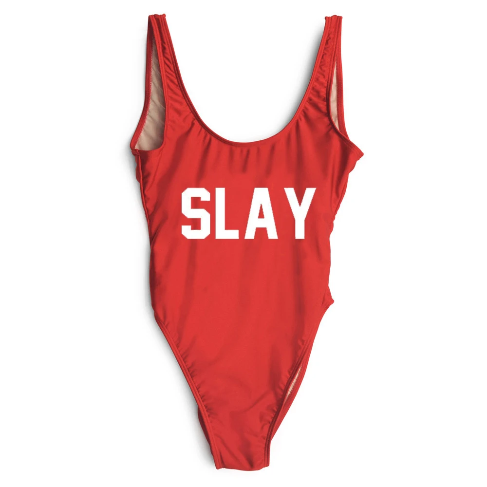 

US Size SLAY Letter Sumemr Swimwear Women Sexy bathing suit Outfits one piece Suits Jumpsuit Rompers