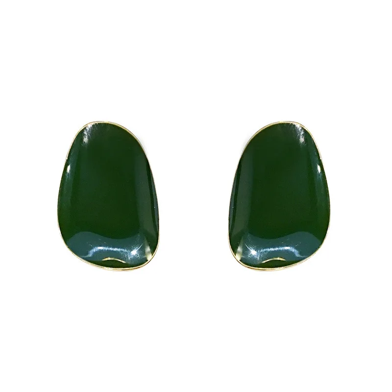 Женские асимметричные серьги гвоздики элегантные с масляными панелями модные