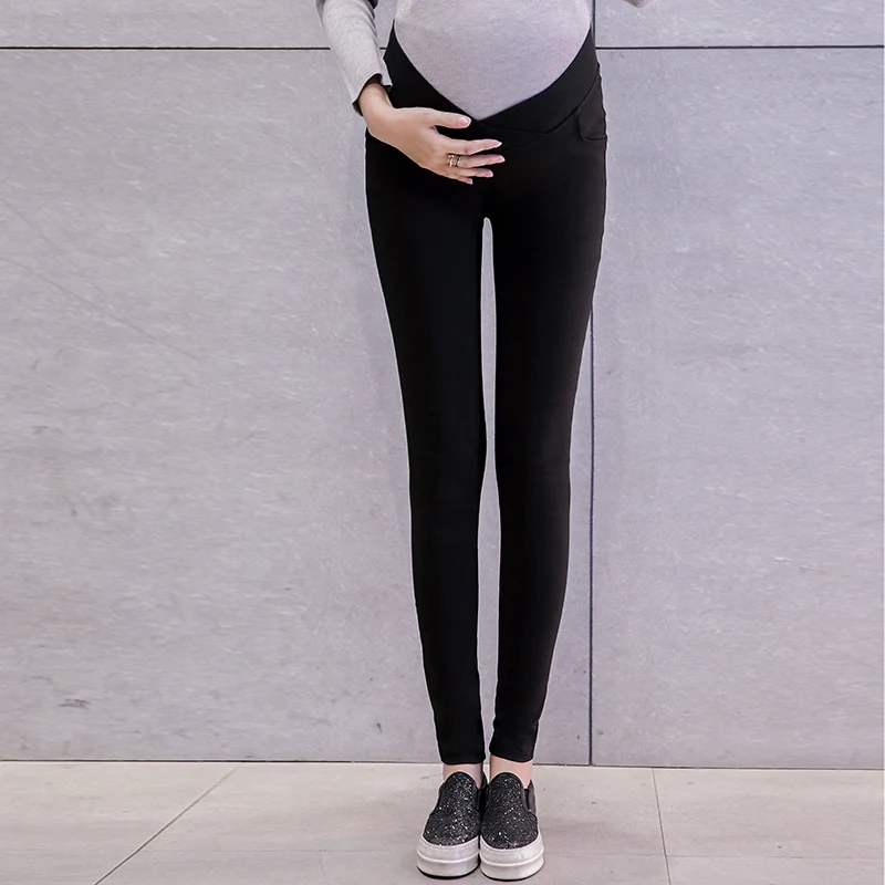 Black Эластичные хлопковые брюки для беременных с низкой талией; Одежда для беременных женщин; повседневные брюки; узкие брюки для беременных; облегающая одежда - Цвет: Black