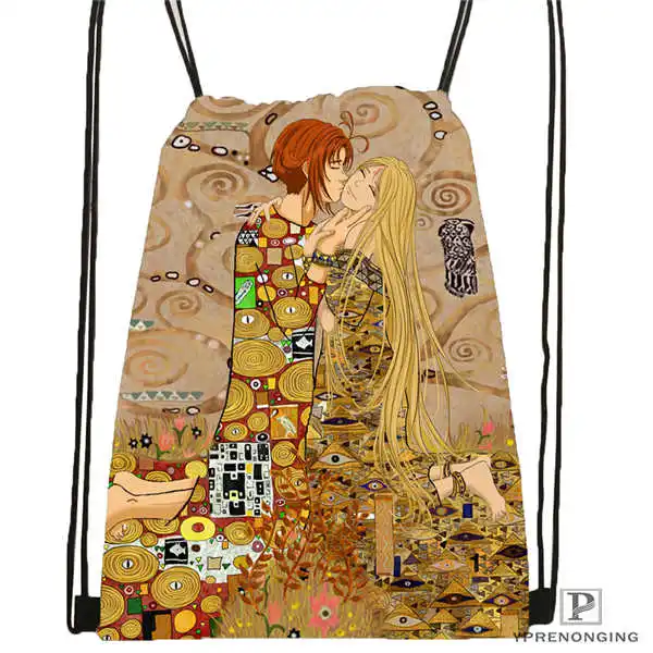 Drawstring Backpack На заказ Gustav Klimt Drawstring рюкзак сумка милый рюкзак для детей ранец(черная спинка) 31x40 см#180531-03-15 - Цвет: Drawstring Backpack
