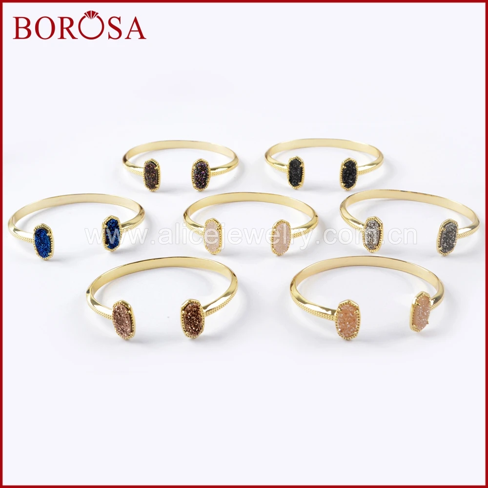 BOROSA 5 шт. Модный золотой цвет коготь шестиугольник двойной Радуга Титан Druzy