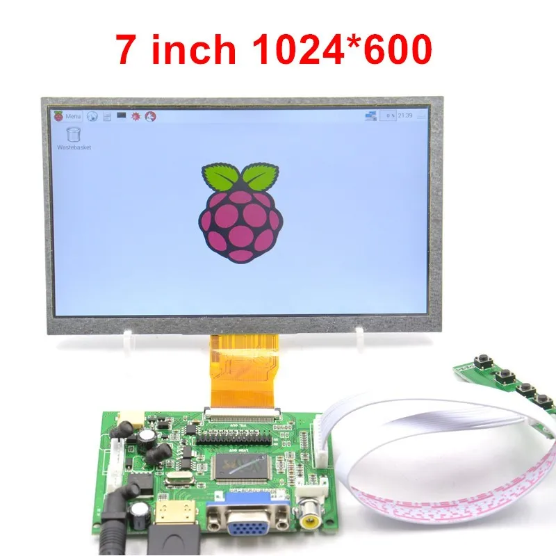 Raspberry Pi " экран дисплей 7 дюймов ЖК-дисплей+ ЖК-плата драйвера+ белый кабель+ длинный ключ доска+ USB HDMI HD 1024x600