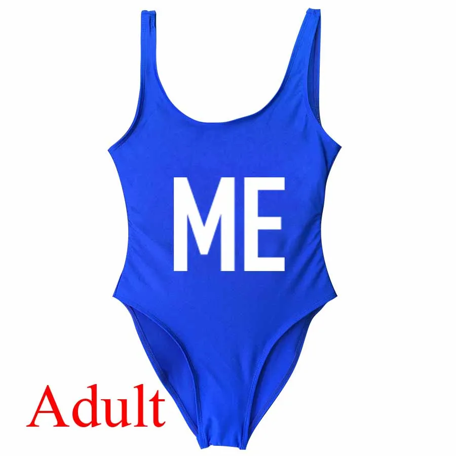Adult Blue Новые Купальники для мамы и дочки; одинаковые комплекты одежды для семьи; бикини для мамы и дочки; слитный купальник - Цвет: Adult Blue