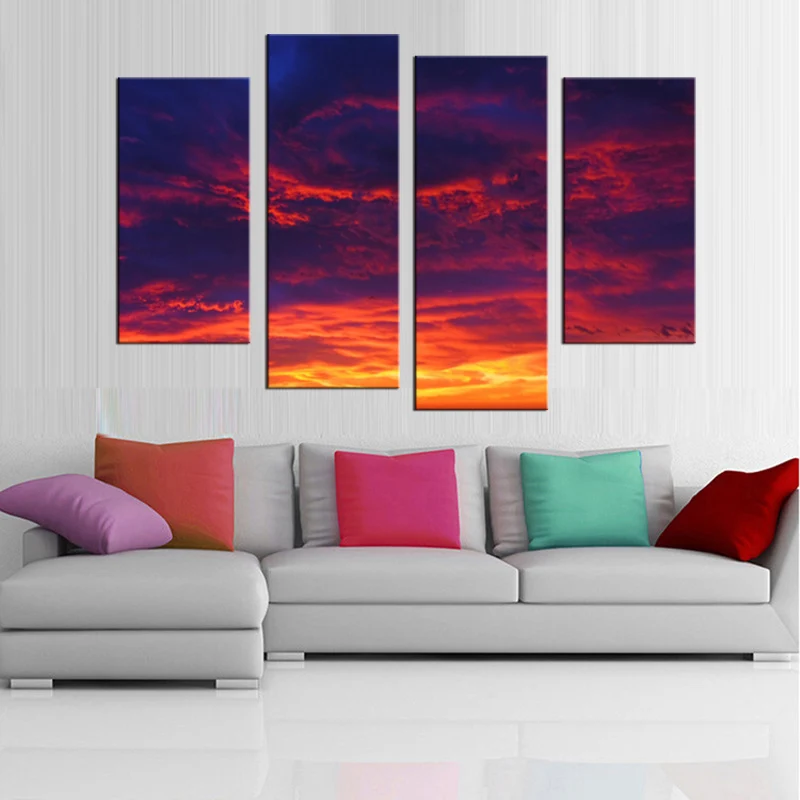 4 шт./компл. закат облака настенное искусство для украшения стен домашний Декор