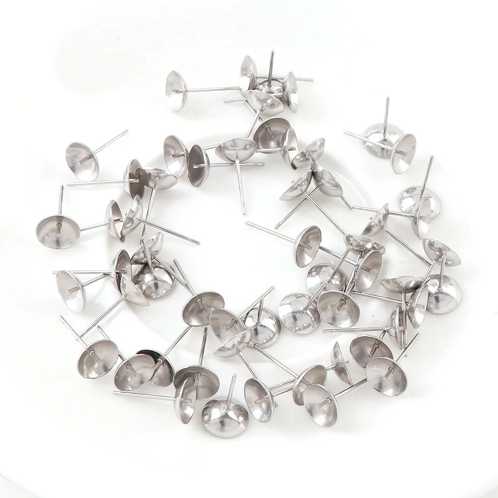 Серьги гвоздики из нержавеющей стали с выпуклой иглой 3/4/5/6/8 мм|Ювелирная