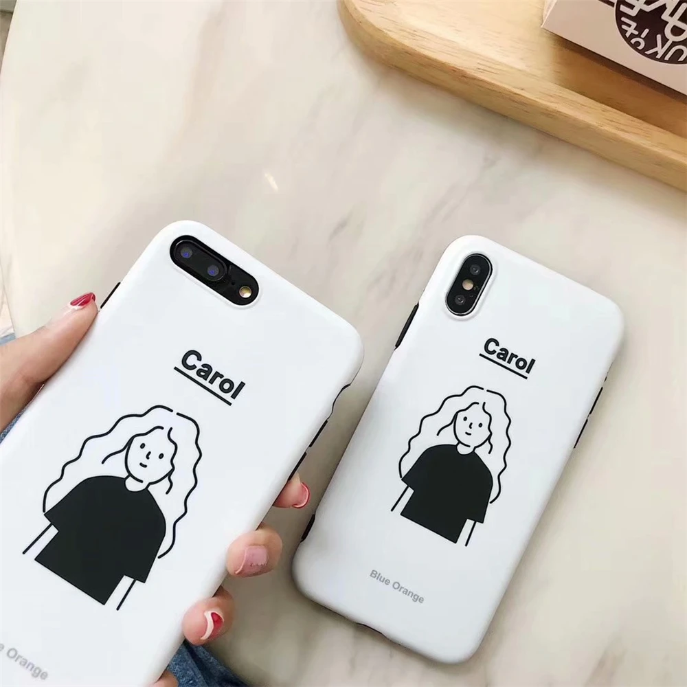 Korea Funny Cartoon Cute little girl Phone Case For iphone X 6S 6 7 8 Plus Soft IMD TPU Shell Cases Coque |