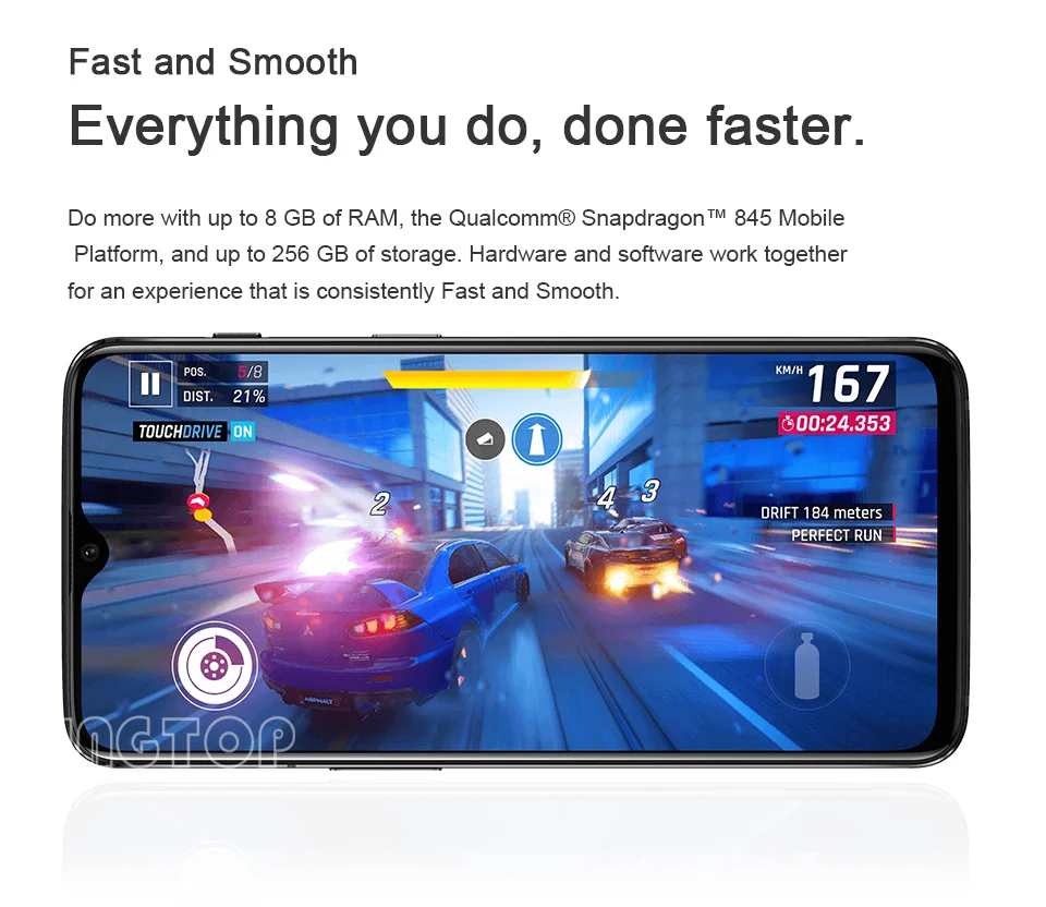 Oneplus 6T мобильного телефона 6/8GB Оперативная память 128/256 ГБ Встроенная память Snapdragon 845 Octa Core 6,4" двойной Камера Экран разблокировать телефон nfc